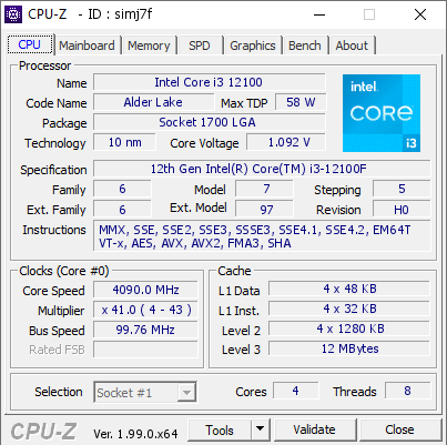 پردازنده intel core i3-12100F